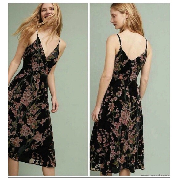 Anthropologie Dresses & Skirts - ANTHROPOLOGIE ERI + ALI KORA FLORAL BURNOUT SLIP DRESS Sz 8 Whimsical Party